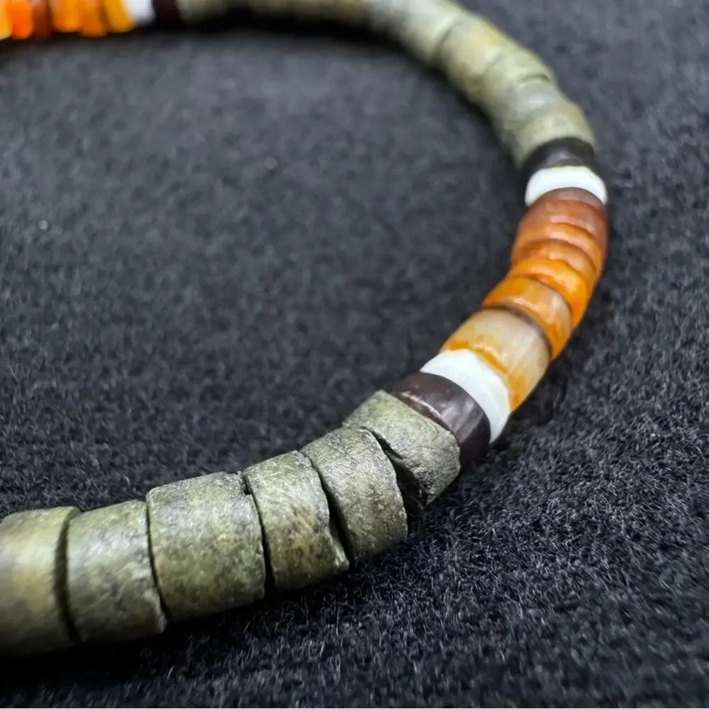 Bracelet Natural Stone Heishi Beads Earth Tones Artisan Boho Style